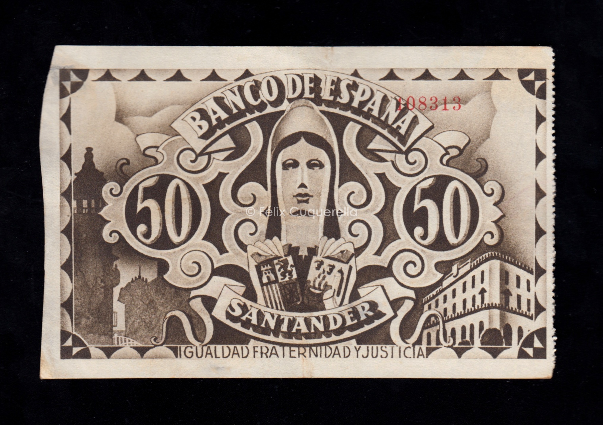 Banco de Santander 1936, 50 pesetas, EBC- Banco de Santander 1936, 50 pesetas, EBC-