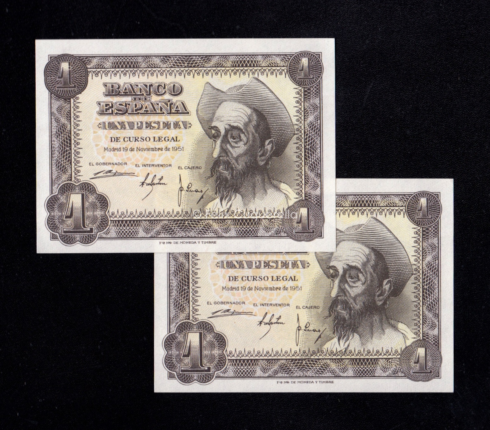 Pareja correlativa 1 Peseta 1951, serie G, S/C- Pareja correlativa 1 Peseta 1951, serie G, S/C-