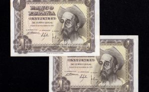 Pareja correlativa 1 Peseta 1951, serie M, S/C-