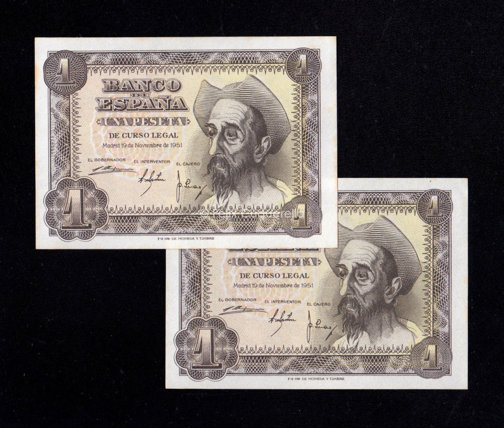 Pareja correlativa 1 Peseta 1951, serie M, S/C- Pareja correlativa 1 Peseta 1951, serie M, S/C-