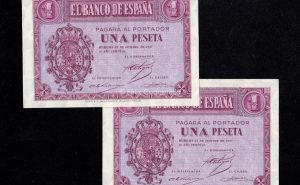 Pareja correlativa 1 Peseta 1937, serie F, S/C-