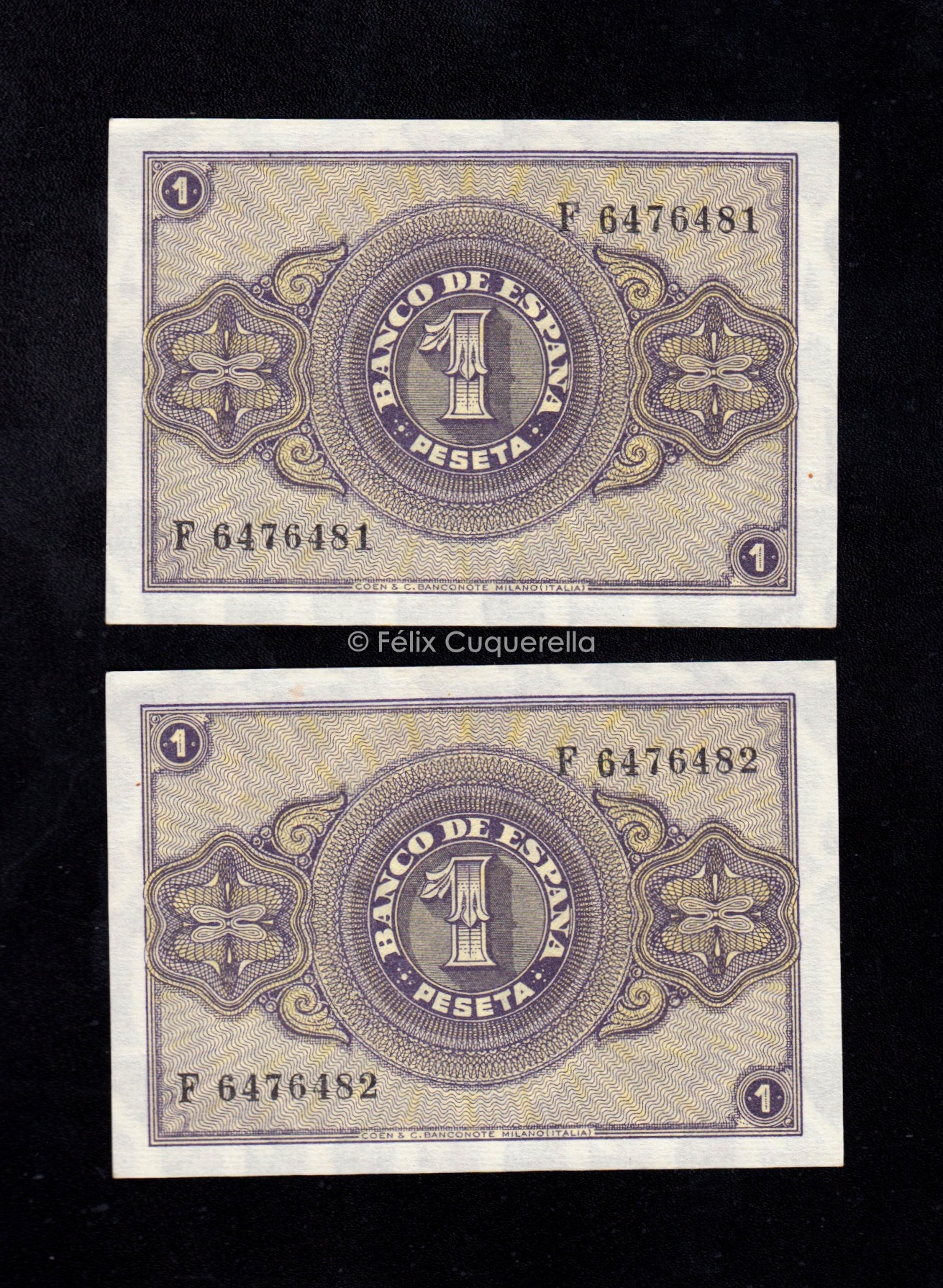 Pareja correlativa 1 Peseta 1937, serie F, S/C- Pareja correlativa 1 Peseta 1937, serie F, S/C-