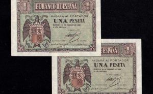 Pareja correlativa 1 Peseta Febrero 1938, serie E, S/C-