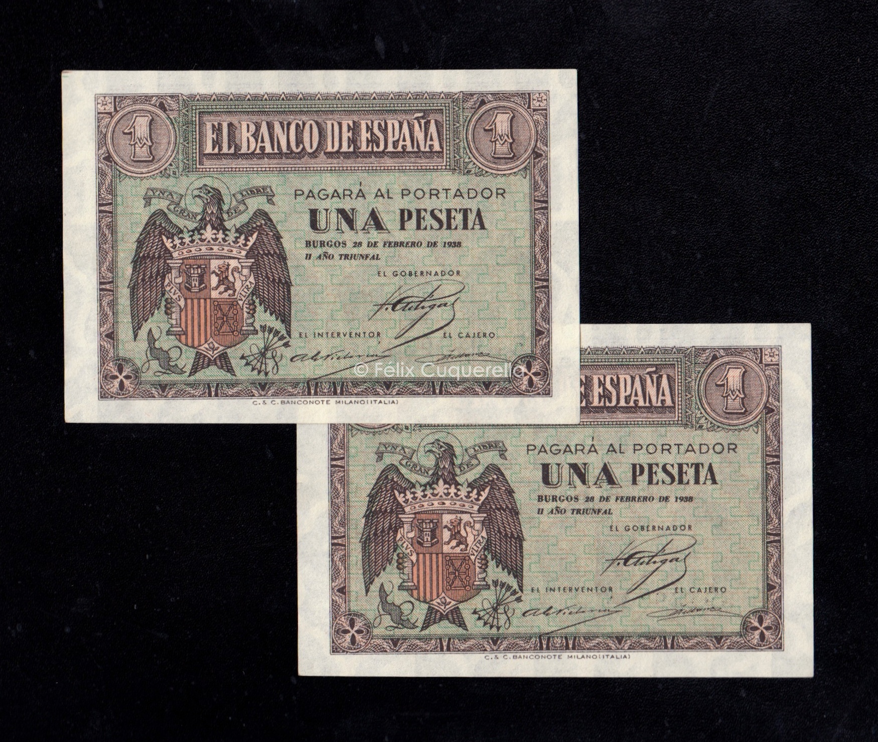 Pareja correlativa 1 Peseta Febrero 1938, serie E, S/C- Pareja correlativa 1 Peseta Febrero 1938, serie E, S/C-