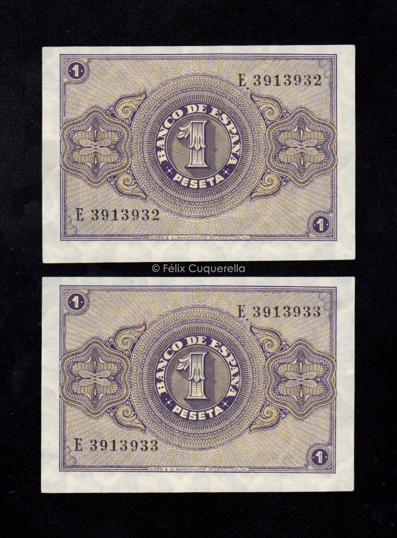 Pareja correlativa 1 Peseta Febrero 1938, serie E, S/C- Pareja correlativa 1 Peseta Febrero 1938, serie E, S/C-