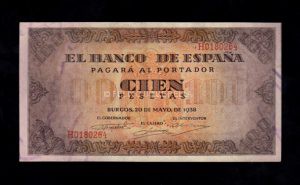 100 Pesetas 1938, serie H, EBC+, con todo su apresto anverso