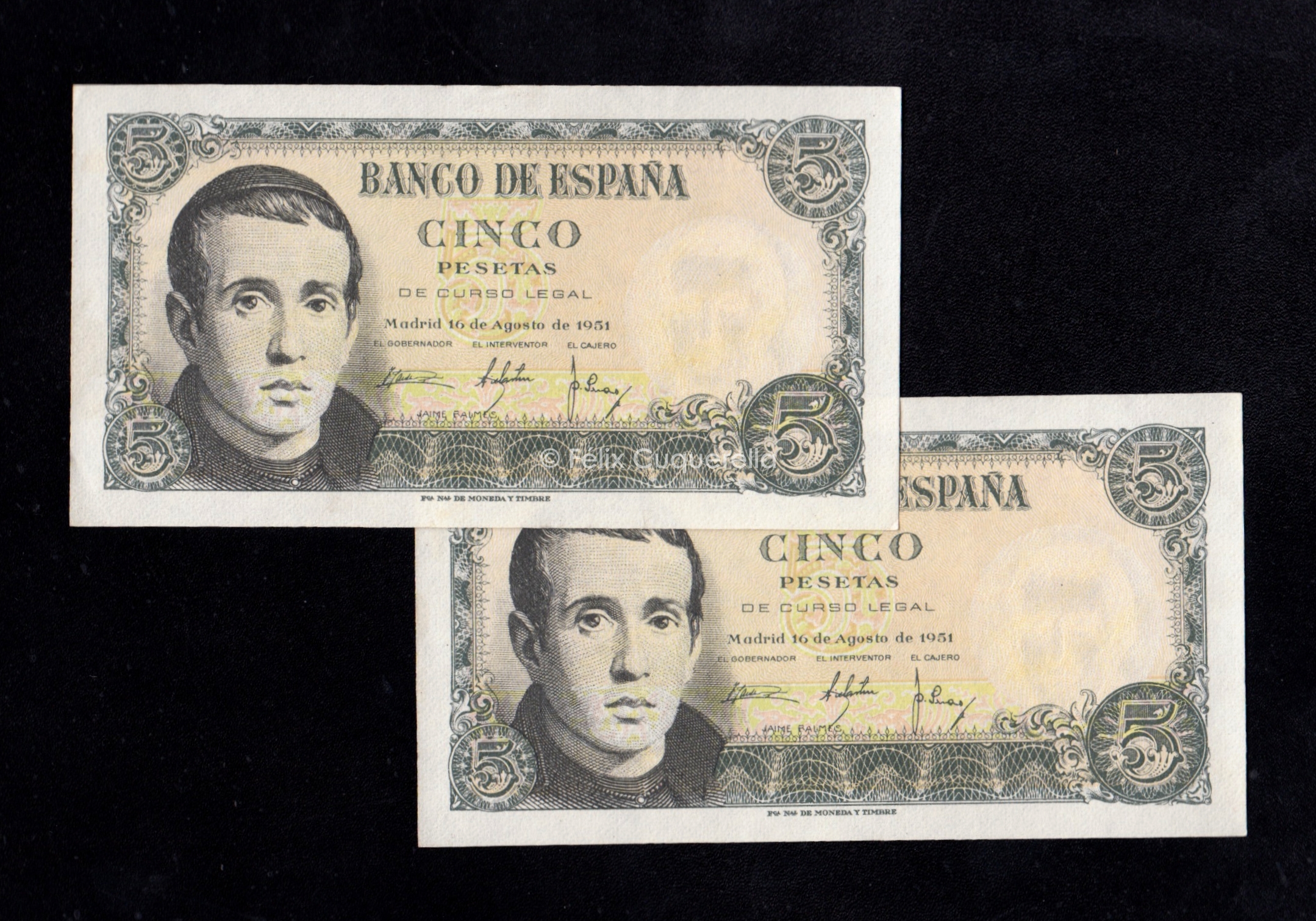 Pareja correlativa 5 pesetas 1951, serie P, S/C- Pareja correlativa 5 pesetas 1951, serie P, S/C-