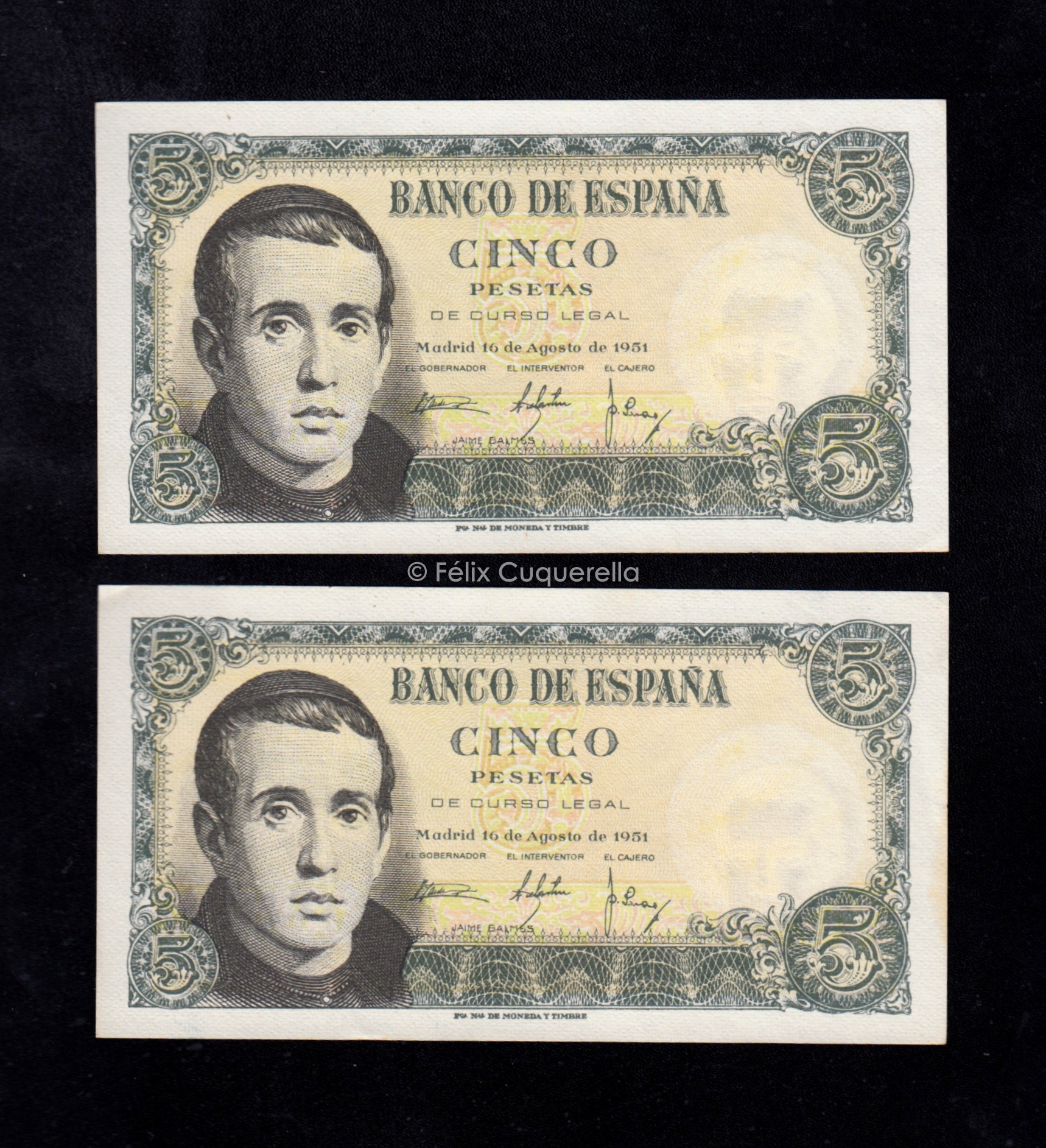 Pareja correlativa 5 pesetas 1951, serie Q, S/C- Pareja correlativa 5 pesetas 1951, serie Q, S/C-