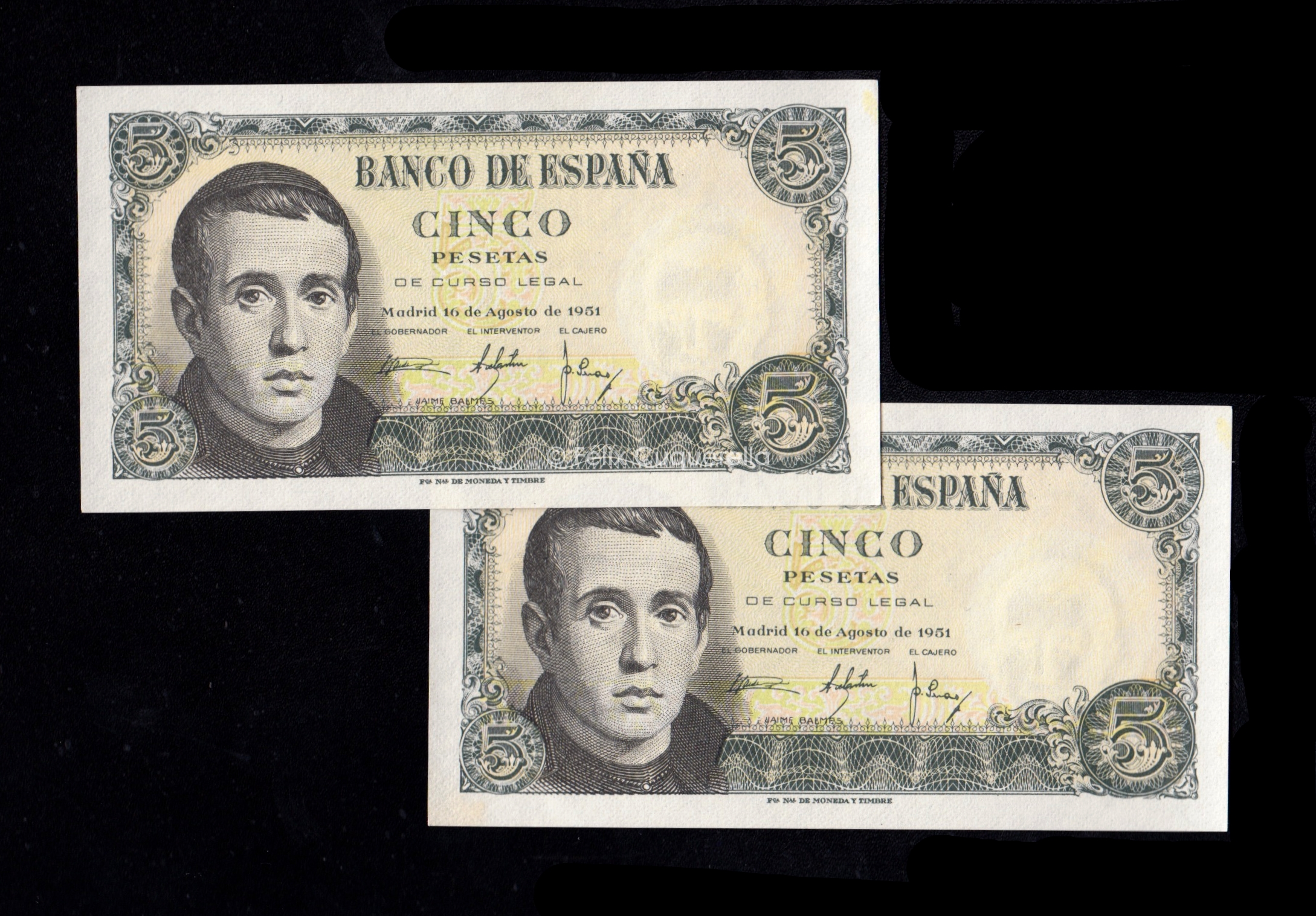 Pareja correlativa 5 pesetas 1951, serie R, S/C- Pareja correlativa 5 pesetas 1951, serie R, S/C-