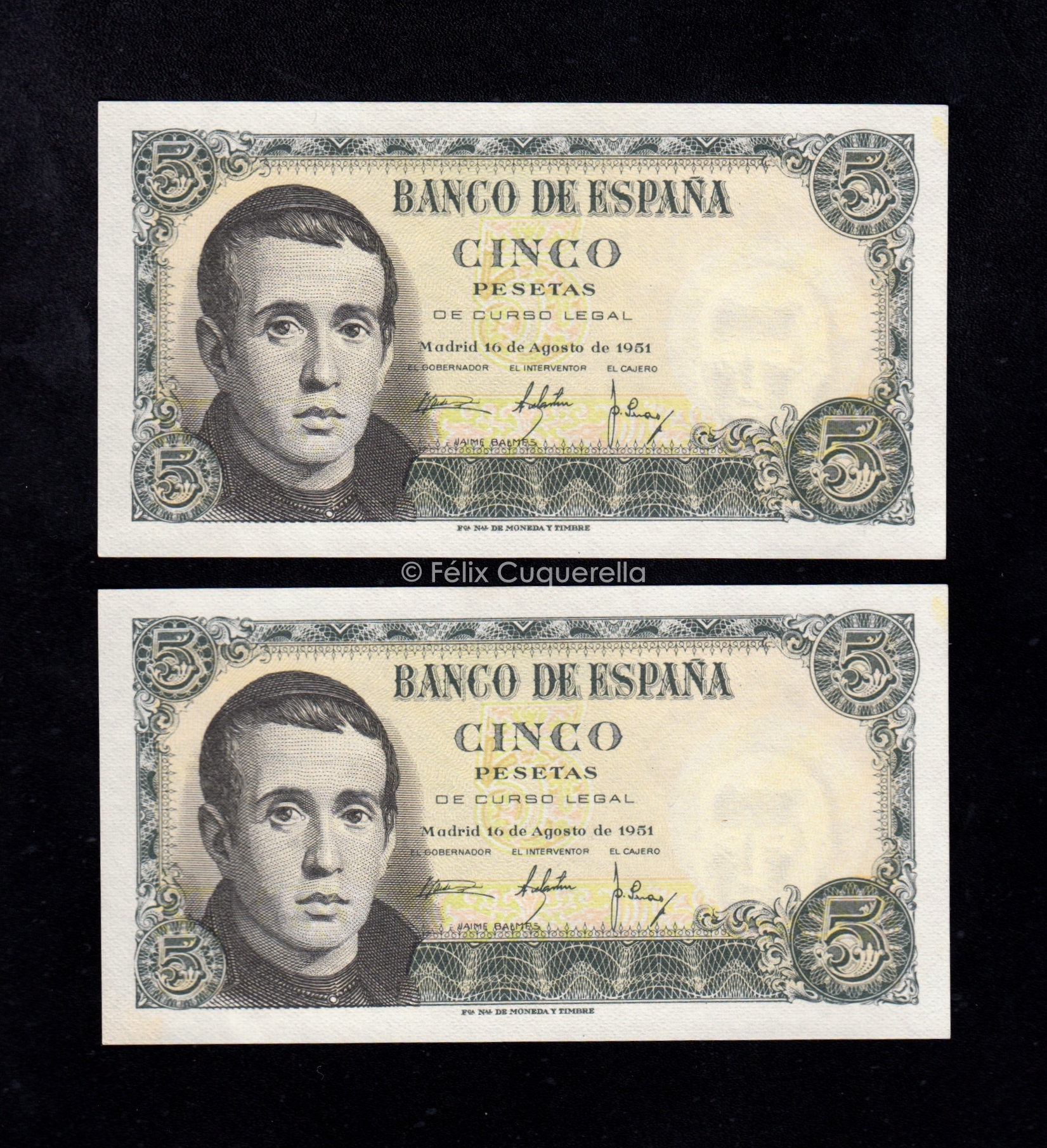 Pareja correlativa 5 pesetas 1951, serie R, S/C- Pareja correlativa 5 pesetas 1951, serie R, S/C-