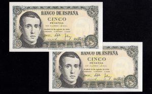 Pareja correlativa 5 pesetas 1951, serie S, S/C-