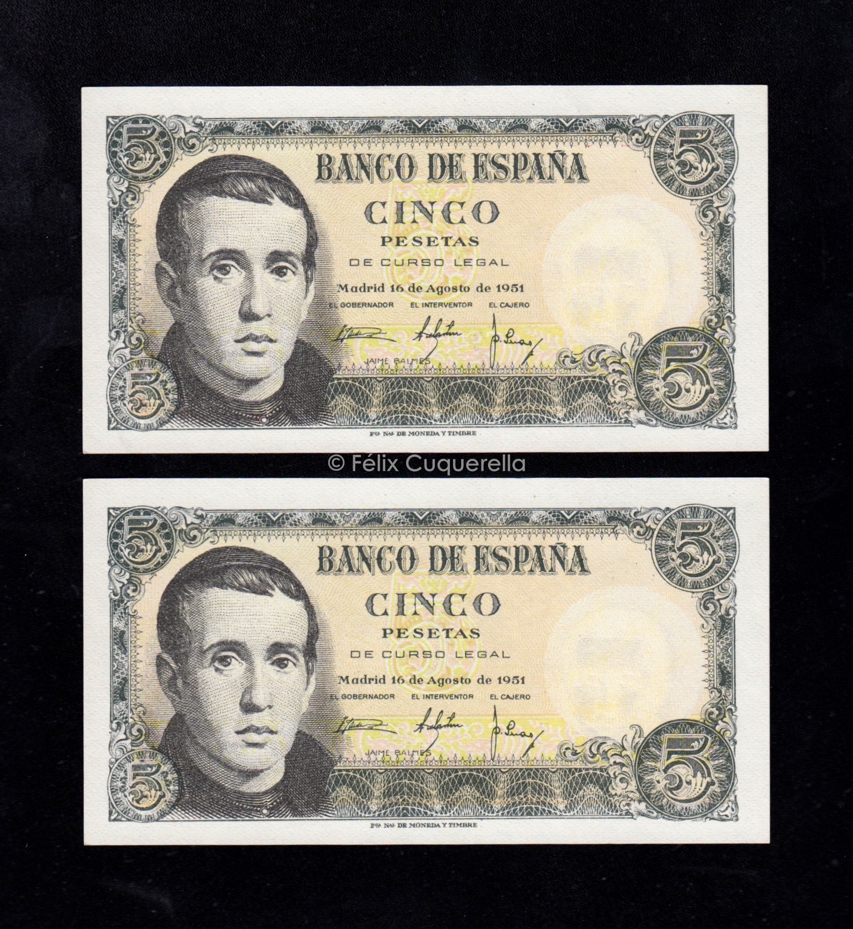 Pareja correlativa 5 pesetas 1951, serie S, S/C- Pareja correlativa 5 pesetas 1951, serie S, S/C-