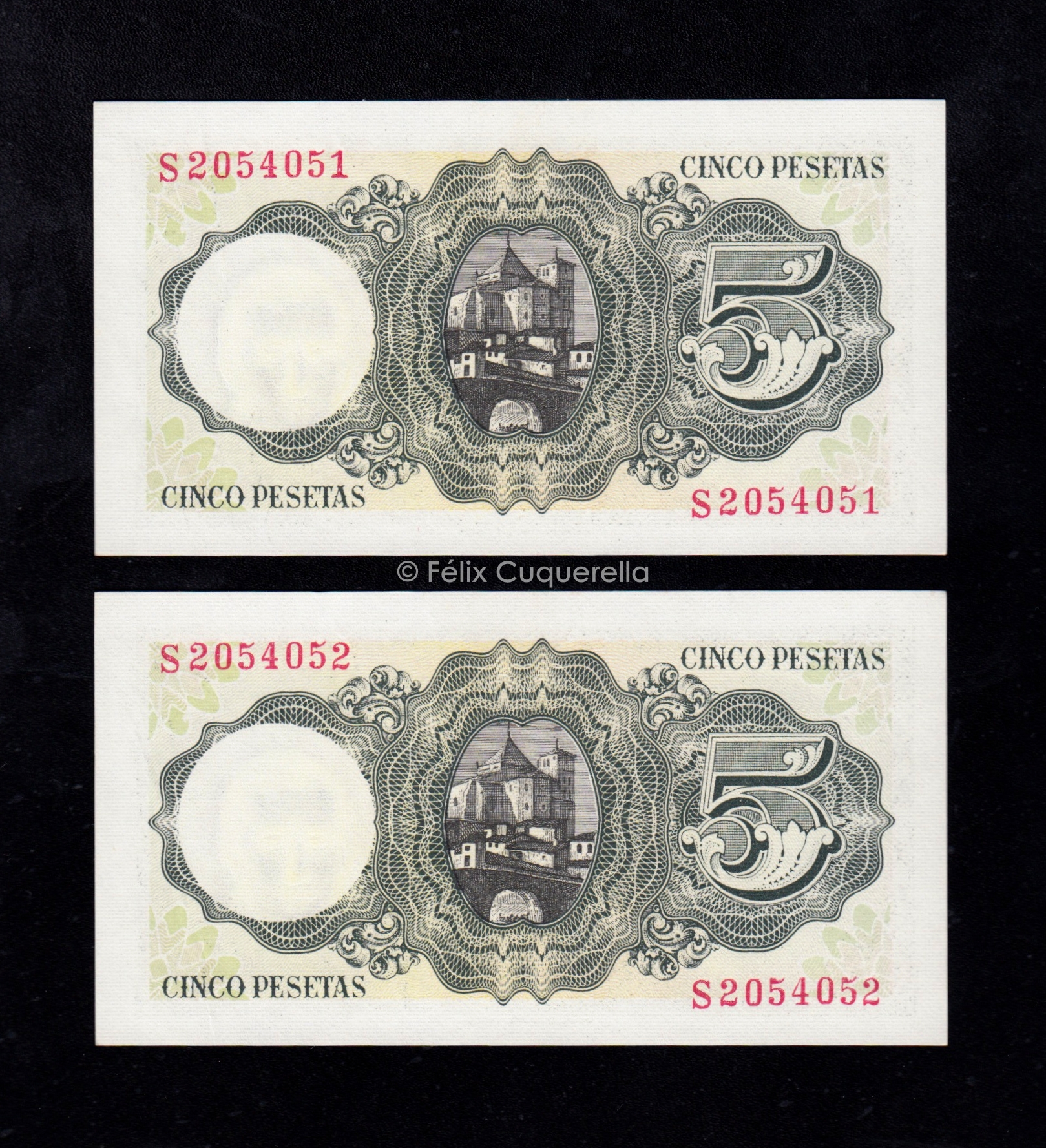 Pareja correlativa 5 pesetas 1951, serie S, S/C- Pareja correlativa 5 pesetas 1951, serie S, S/C-