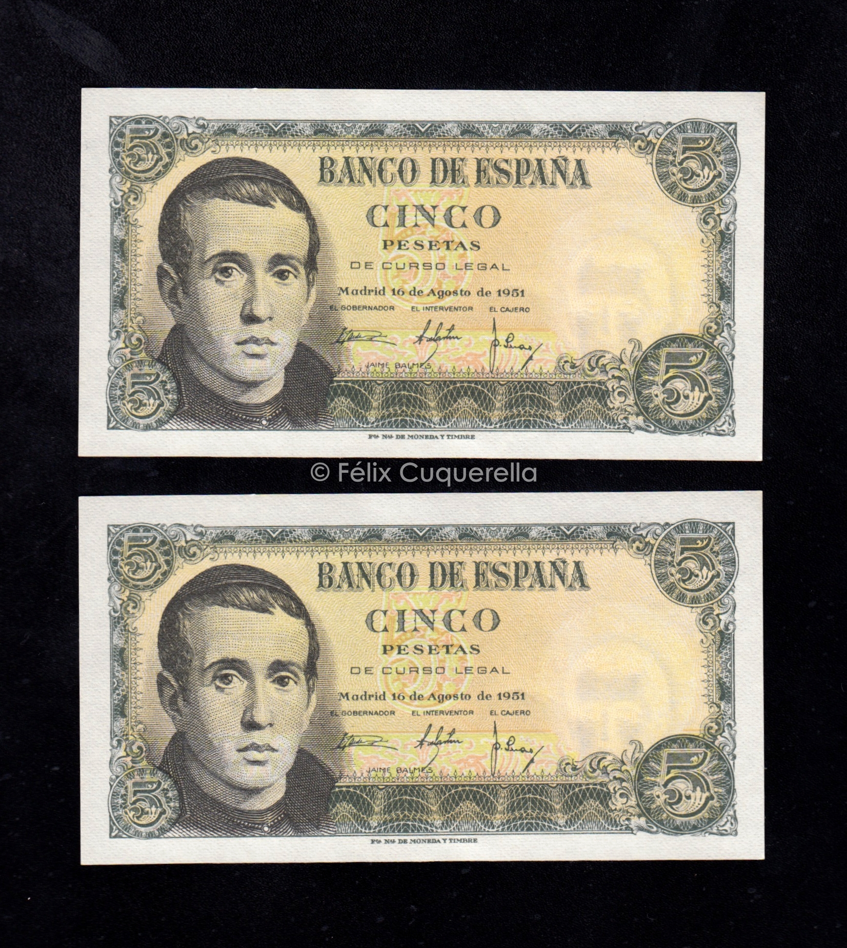 Pareja correlativa 5 pesetas 1951, serie T, S/C- Pareja correlativa 5 pesetas 1951, serie T, S/C-