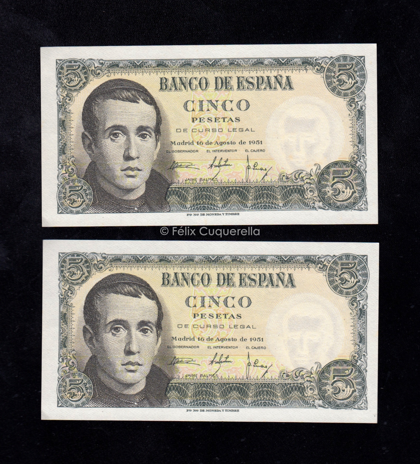 Pareja correlativa 5 pesetas 1951, serie W, S/C- Pareja correlativa 5 pesetas 1951, serie W, S/C-