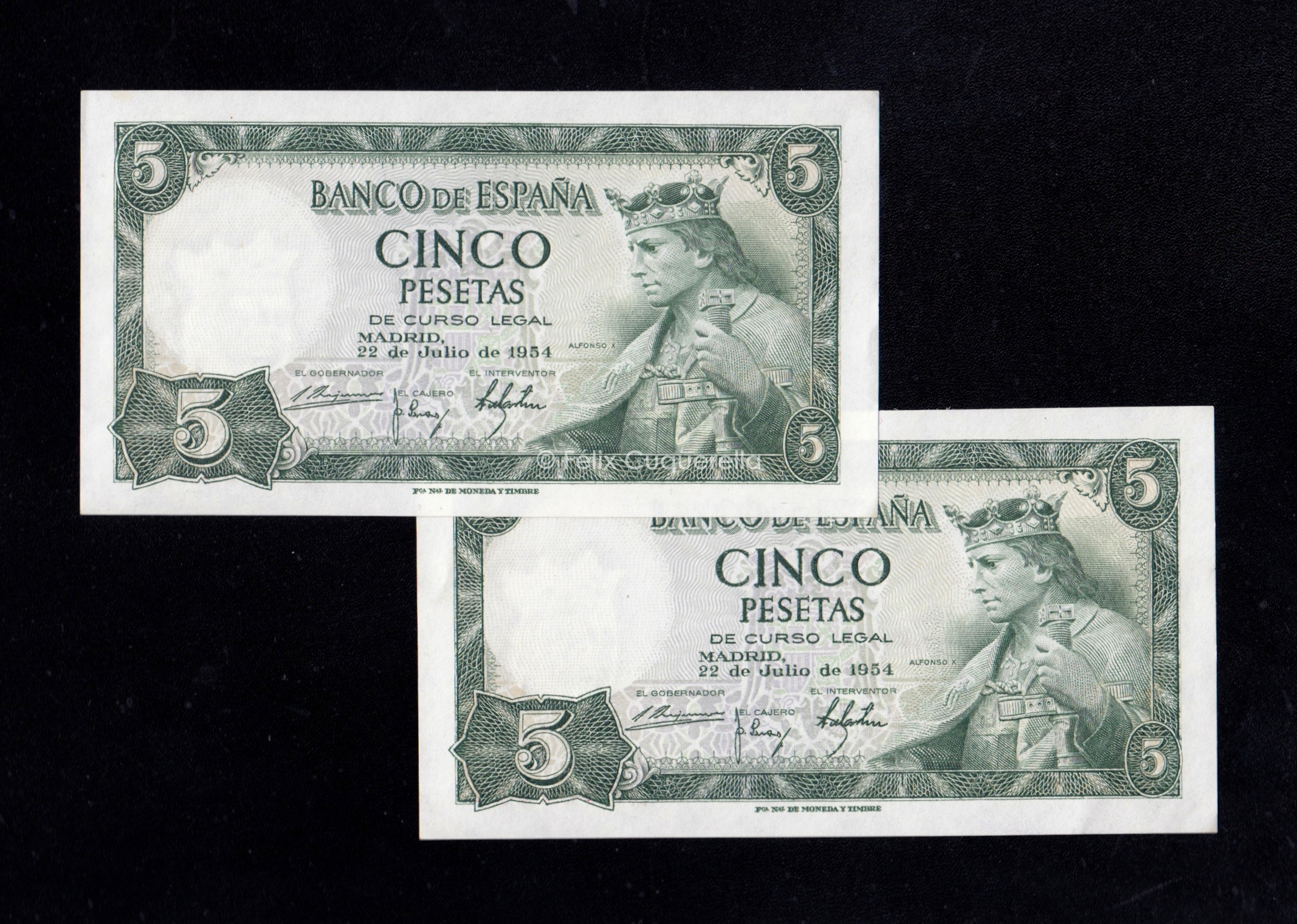 Pareja correlativa 5 pesetas 1954, serie R, S/C- Pareja correlativa 5 pesetas 1954, serie R, S/C-