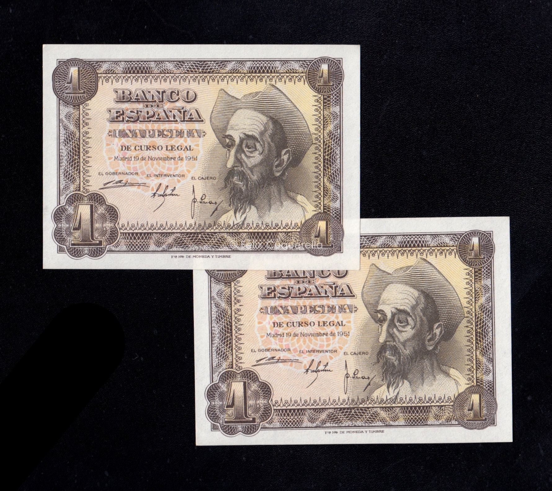 Pareja correlativa 1 Peseta 1951, serie A, S/C- Pareja correlativa 1 Peseta 1951, serie A, S/C-