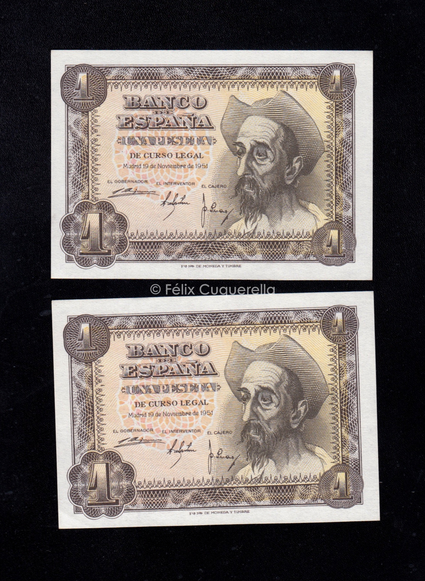 Pareja correlativa 1 Peseta 1951, serie A, S/C- Pareja correlativa 1 Peseta 1951, serie A, S/C-