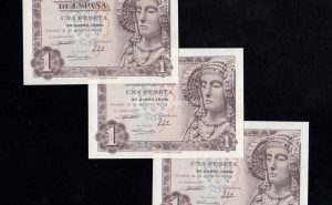 Trio correlativo 1 peseta 1948, serie B, S/C-