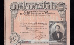 Banco de Valls, 100 pesetas 1921, EBC+