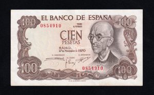 100 Pesetas 1970, sin serie, EBC+