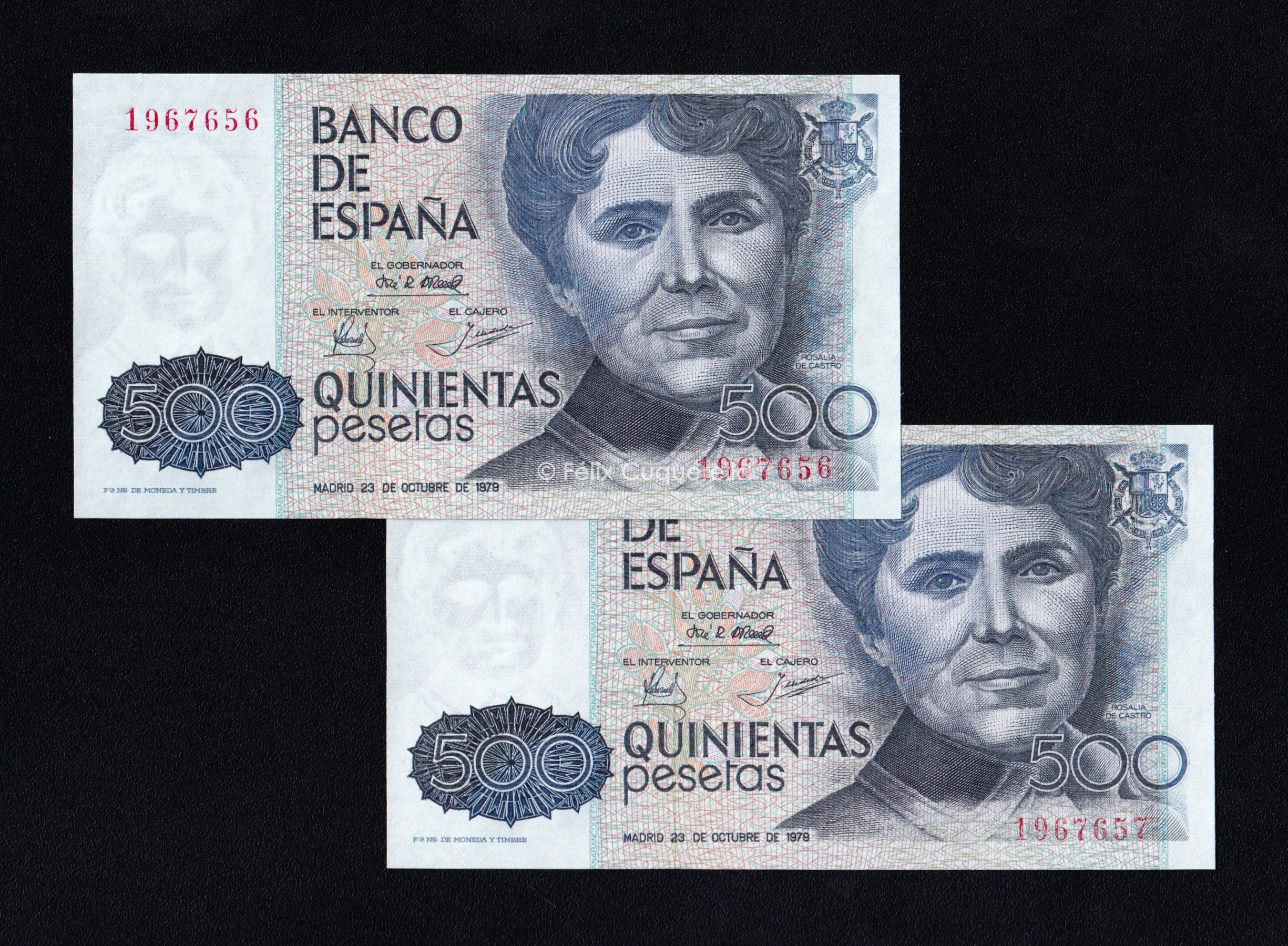 Pareja correlativa 500 pesetas 1979, sin serie, S/C Pareja correlativa 500 pesetas 1979, sin serie, S/C