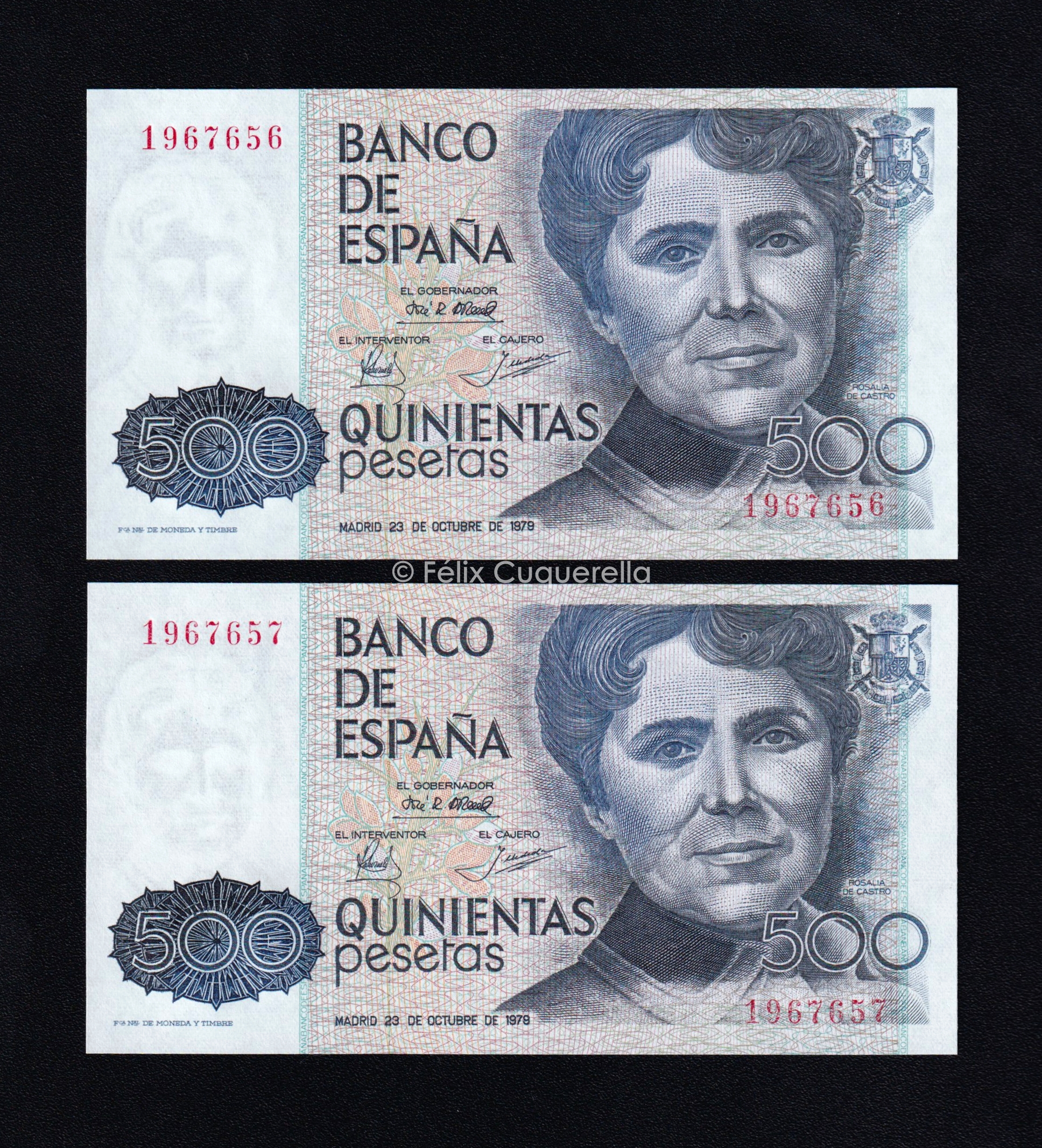 Pareja correlativa 500 pesetas 1979, sin serie, S/C Pareja correlativa 500 pesetas 1979, sin serie, S/C