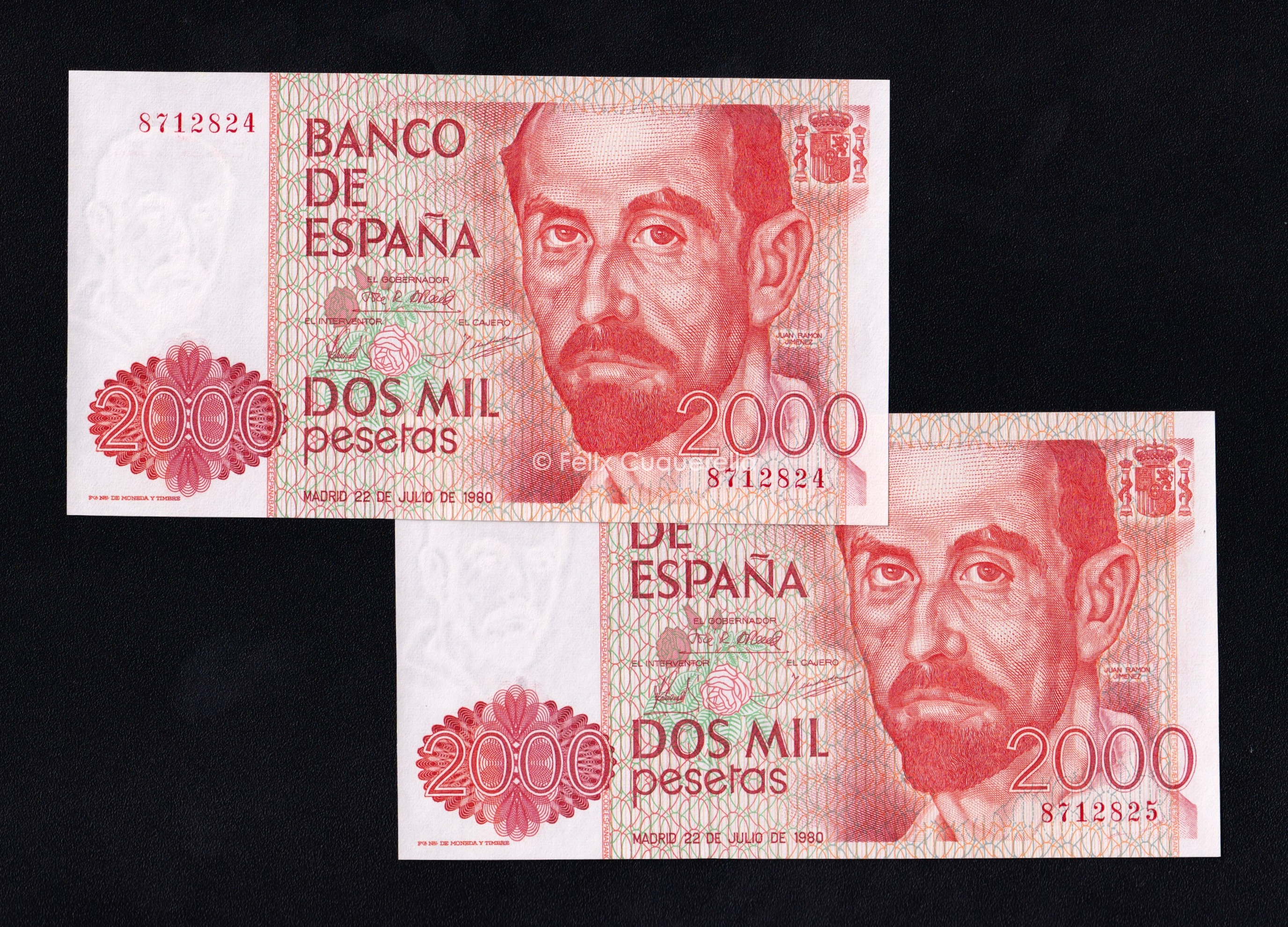 Pareja correlativa 2000 pesetas 1980, sin serie, S/C Pareja correlativa 2000 pesetas 1980, sin serie, S/C