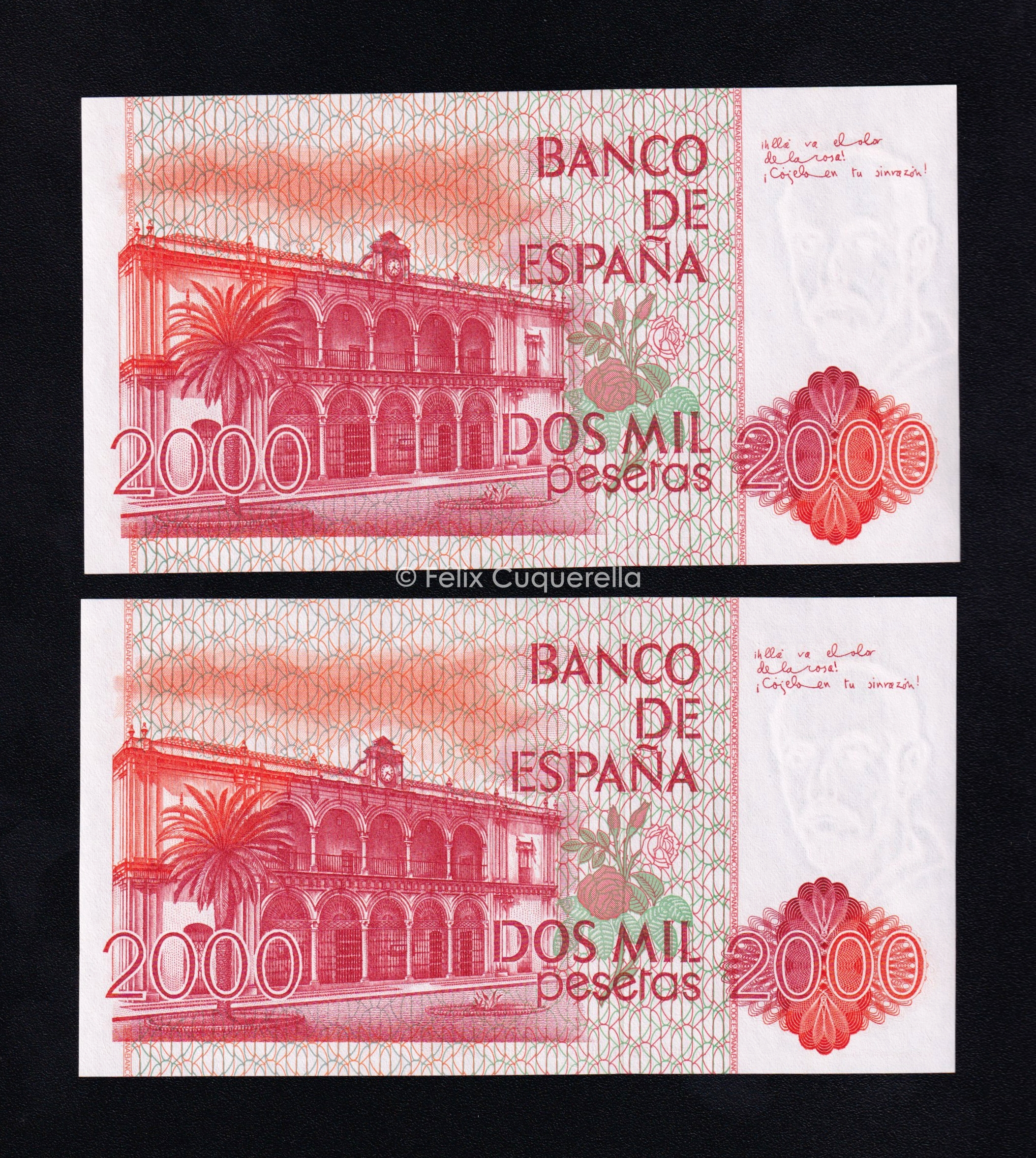 Pareja correlativa 2000 pesetas 1980, sin serie, S/C Pareja correlativa 2000 pesetas 1980, sin serie, S/C