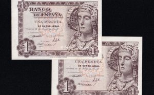 Pareja correlativa 1 peseta 1948, serie M, S/C-