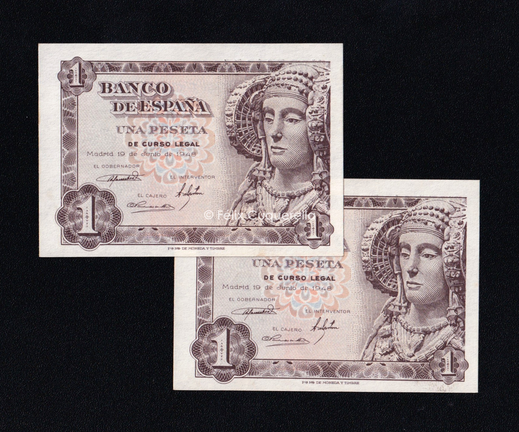 Pareja correlativa 1 peseta 1948, serie M, S/C- Pareja correlativa 1 peseta 1948, serie M, S/C-