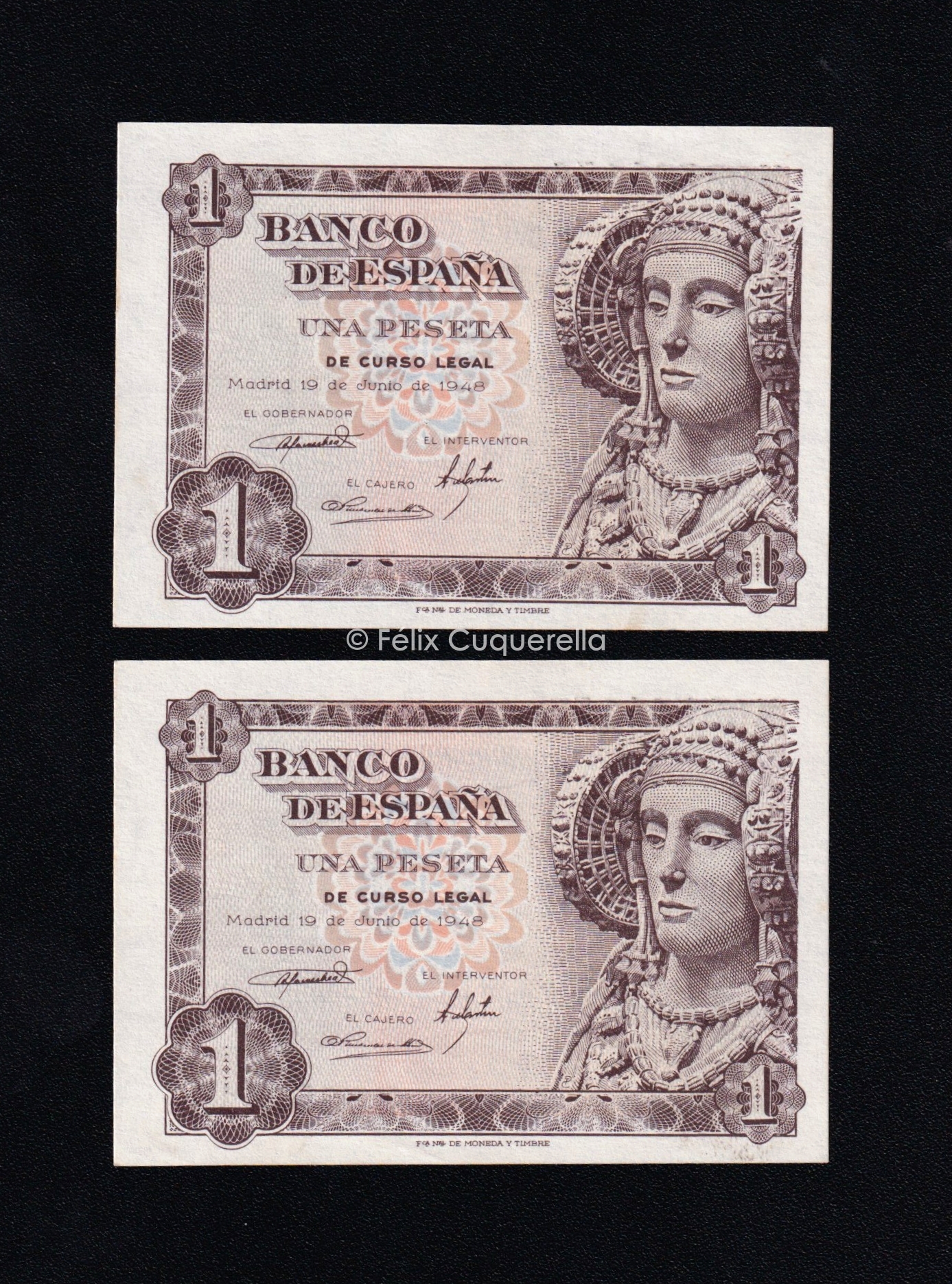 Pareja correlativa 1 peseta 1948, serie M, S/C- Pareja correlativa 1 peseta 1948, serie M, S/C-