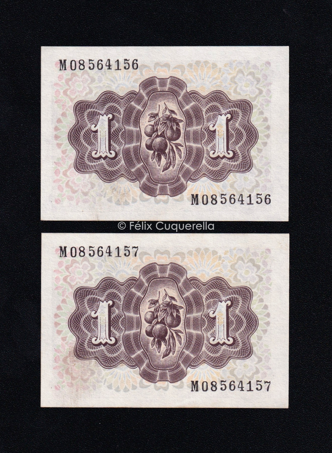 Pareja correlativa 1 peseta 1948, serie M, S/C- Pareja correlativa 1 peseta 1948, serie M, S/C-