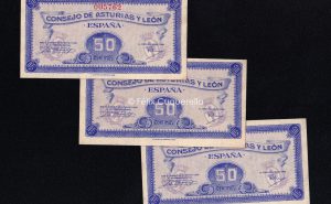 Asturias y León, Trío correlativo 50 céntimos, S/C-