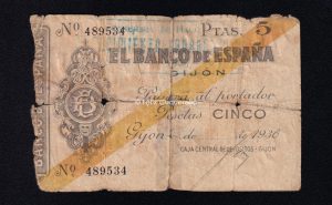 Banco de Gijón 1936, 5 pesetas, R/C
