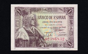 1 Peseta 1945, serie J, EBC-