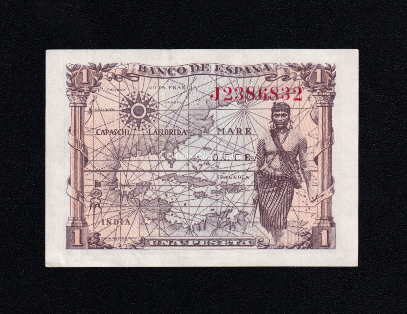 1 Peseta 1945, serie J, EBC- 1 Peseta 1945, serie J, EBC-