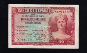 10 pesetas 1935, serie C, EBC-