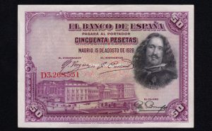 50 pesetas 1928, serie D, S/C-