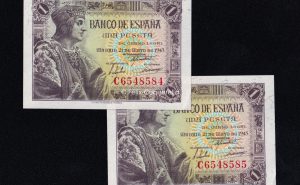 Pareja correlativa 1 Peseta 1943, serie C, S/C