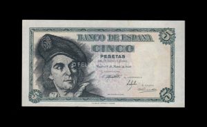 5 pesetas 1948, serie C, S/C anverso