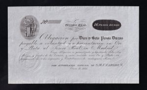 Tesoro Real de España ( Carlos V, pretendiente), pesos duros 1835, S/C