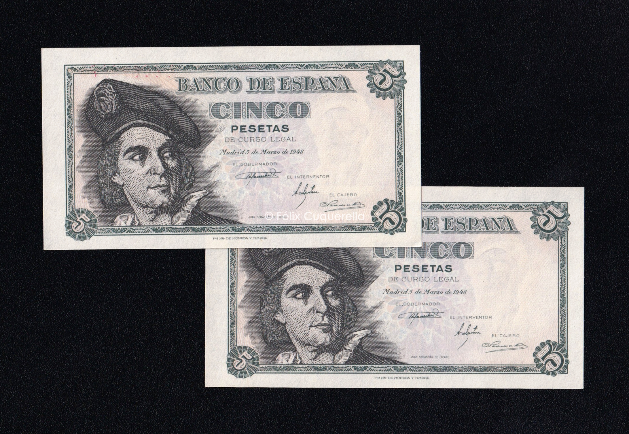 Pareja correlativa 5 pesetas 1948, serie L, (1) S/C (1) S/C- Pareja correlativa 5 pesetas 1948, serie L, (1) S/C (1) S/C-