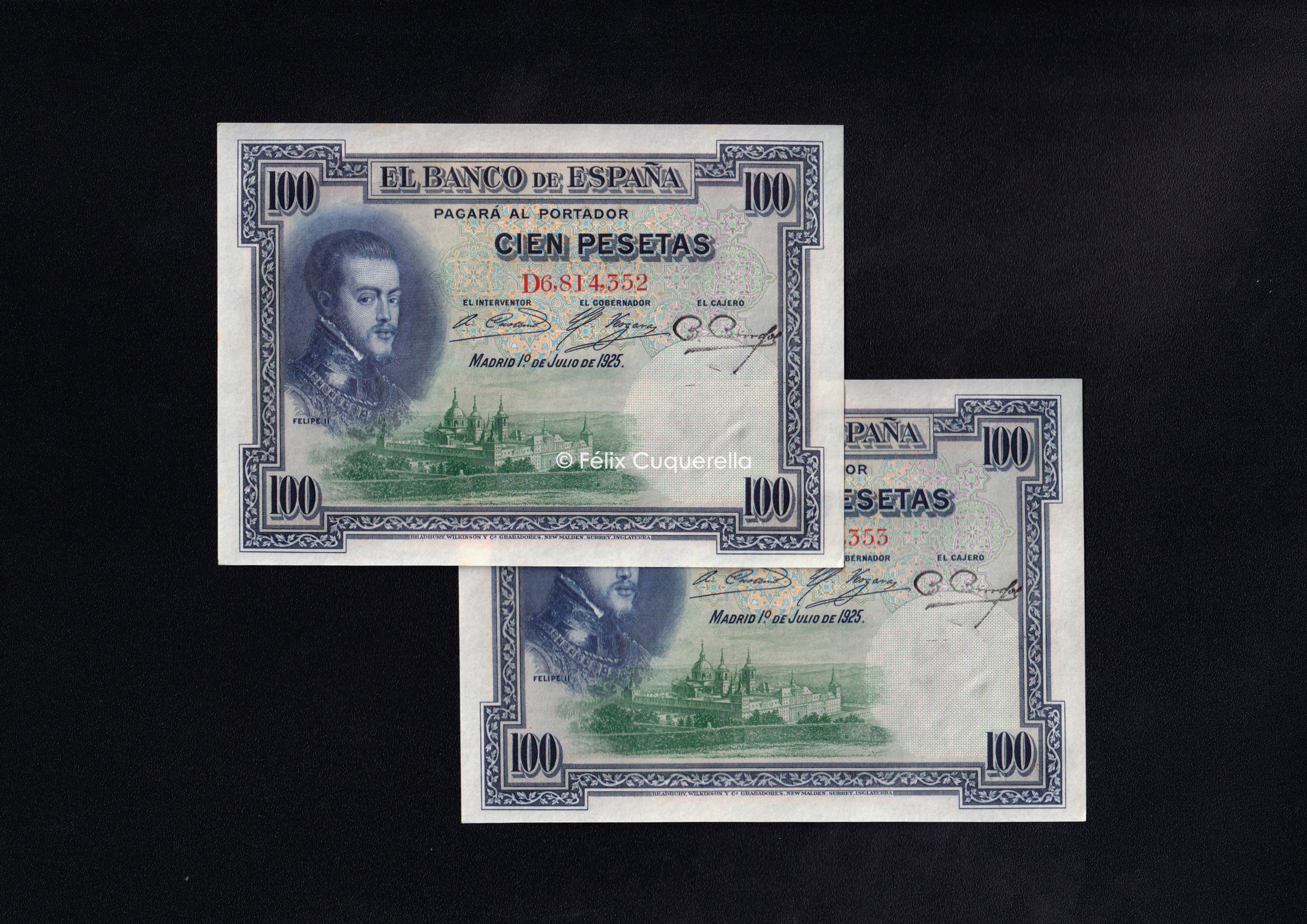 Pareja correlativa 100 pesetas 1925, serie D, S/C- Pareja correlativa 100 pesetas 1925, serie D, S/C-