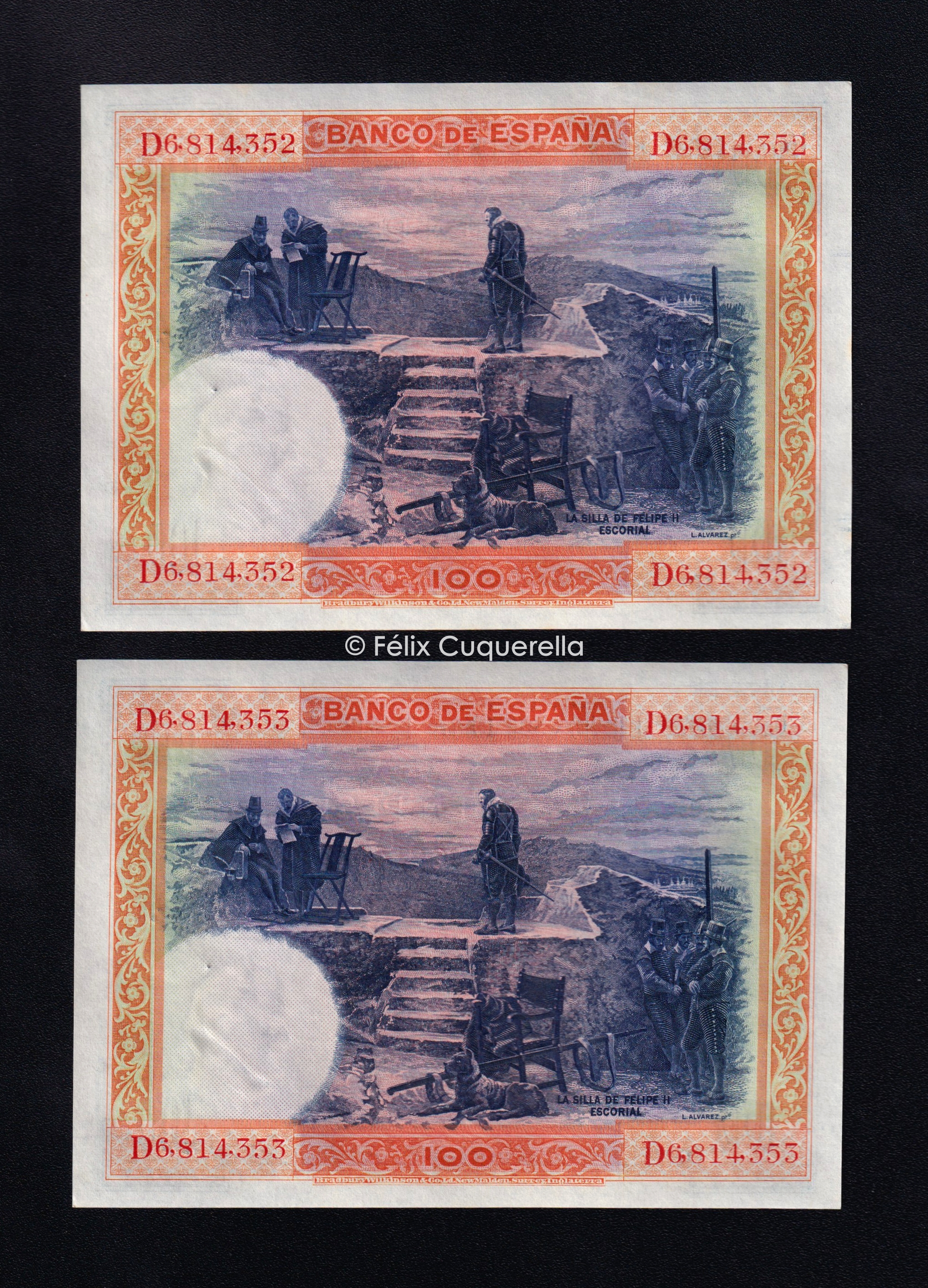 Pareja correlativa 100 pesetas 1925, serie D, S/C- Pareja correlativa 100 pesetas 1925, serie D, S/C-