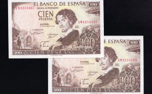 Pareja correlativa 100 Pesetas 1965, serie 1M, S/C-