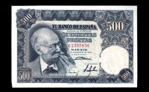 500 Pesetas 1951, serie C, EBC+, pico izquierdo recortado anverso