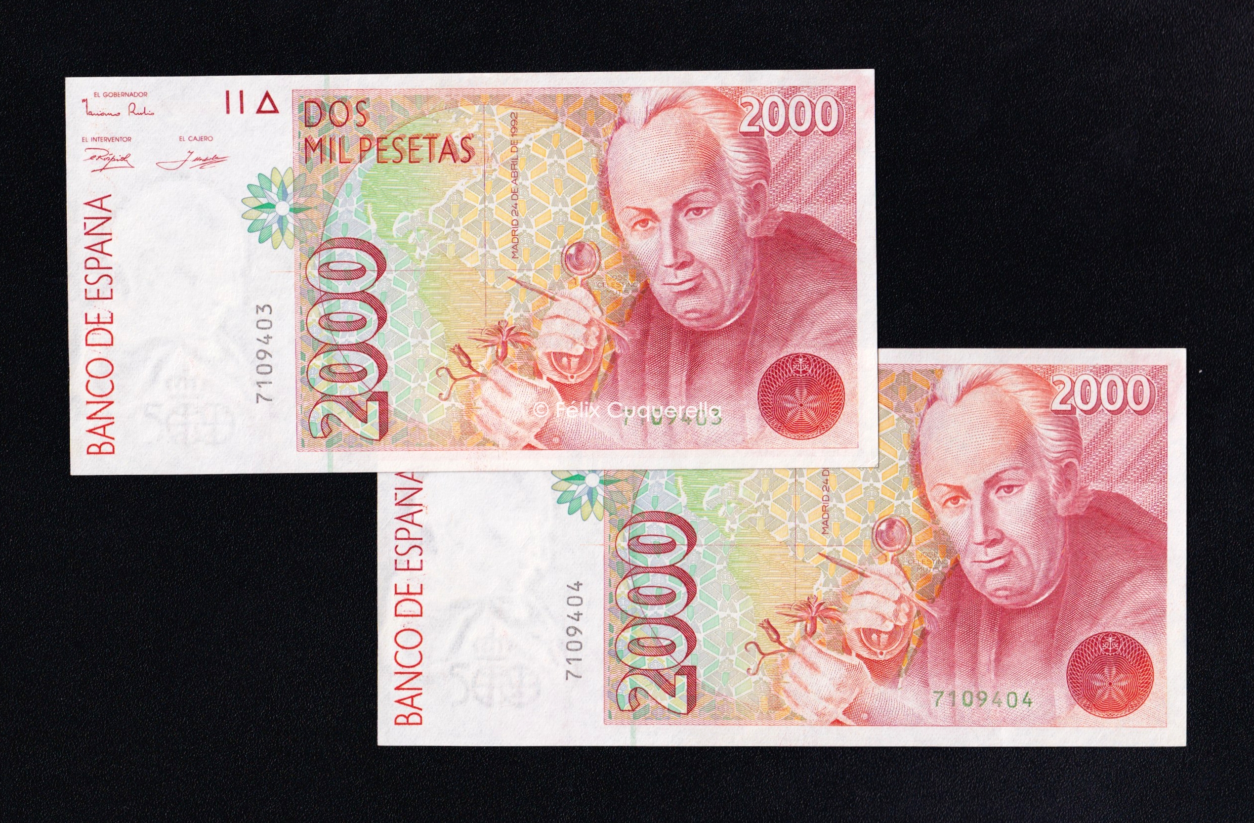 Pareja correlativa 2000 pesetas 1992, sin serie, S/C- Pareja correlativa 2000 pesetas 1992, sin serie, S/C-