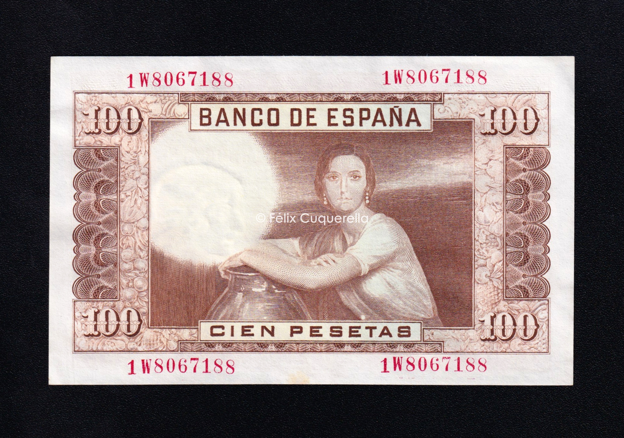 100 Pesetas 1953, serie 1W, S/C- 100 Pesetas 1953, serie 1W, S/C-