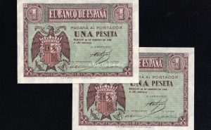 Pareja correlativa 1 Peseta Febrero 1938, serie B, S/C